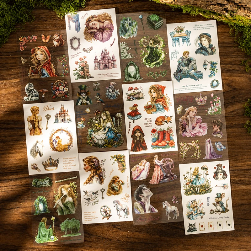 

Journal GO 18pcs Fairy Tale Sequels Fairy Tale Theme Dual Material Die Cut Stickers Collage DIY Scrapbooking Photo Frame