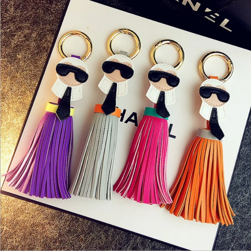 Fashion PU Leather Tassel Keychain Cute Handbag Pendant Luxury Style Charm Keyring Hanging Ornaments Gift for Friends Wholesale