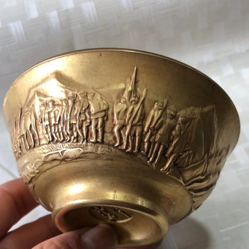 Bronze collection Over  snowy mountains over the grassland, Chairman Mao's bowl home ornaments