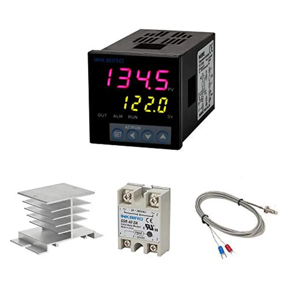 PID Temperature Controller Kit High Voltage SSR 40DA Solid State Relay K Type Thermocouple Alarm Output On/NC 3-Wire Sensor