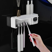 USB Rechargeable UV Toothbrush Sterilizer Wall Mounted Timer Function UV Toothbrush Holder White Color 1200mAh