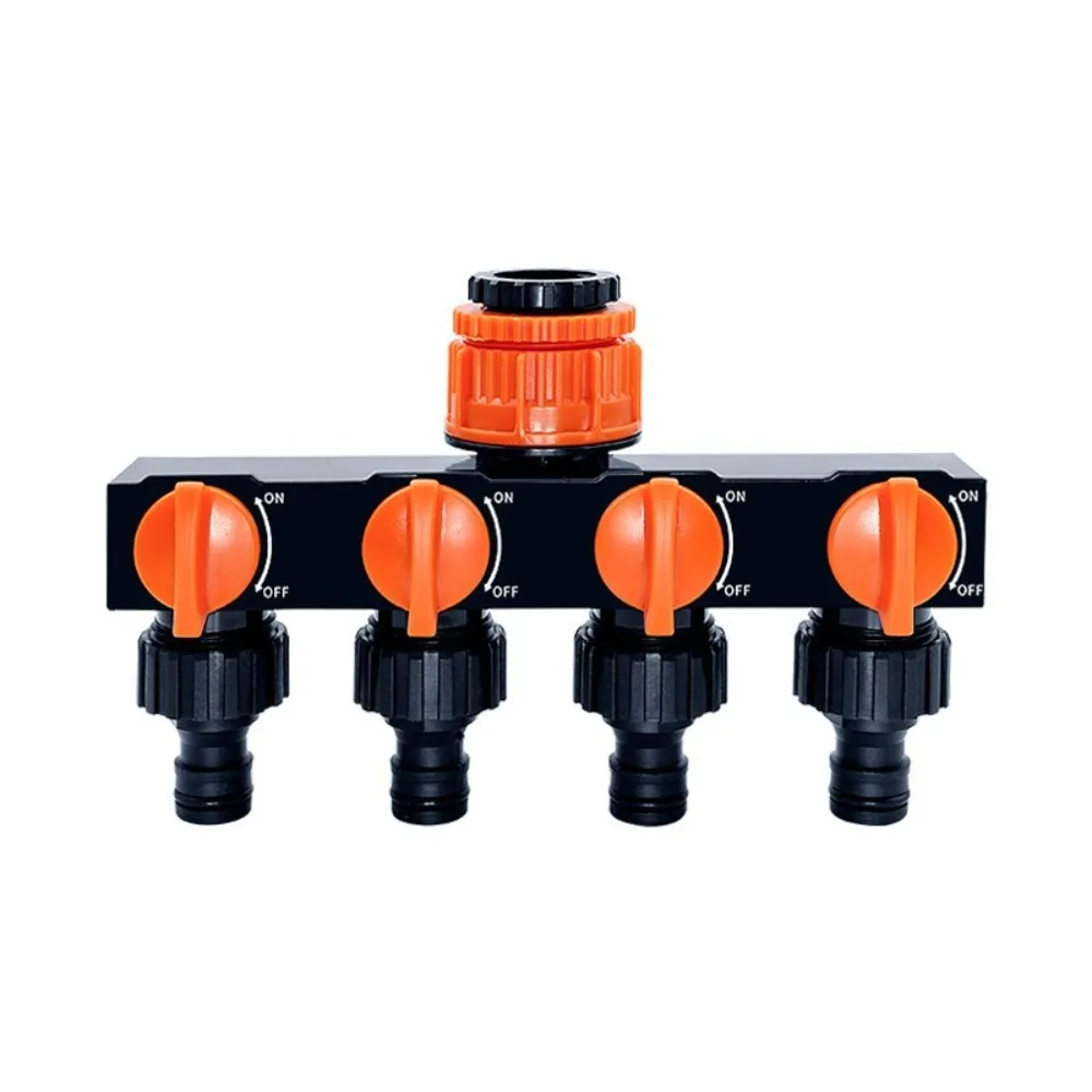 4 Independent Switches Garden Hose Splitter Robust Valve Heavy Duty 4-Way Faucet Diverter Flexible Hose Connection