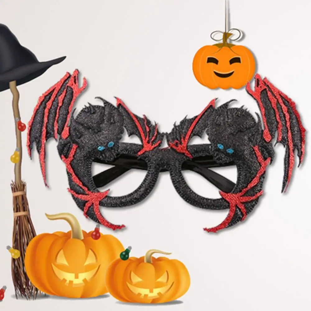 Funny Bat Shape Halloween Glasses Cartoon Ghost Bats Funny Glasses Cosplay Black&Red Cosplay Eye Glasses Halloween Glasses Props