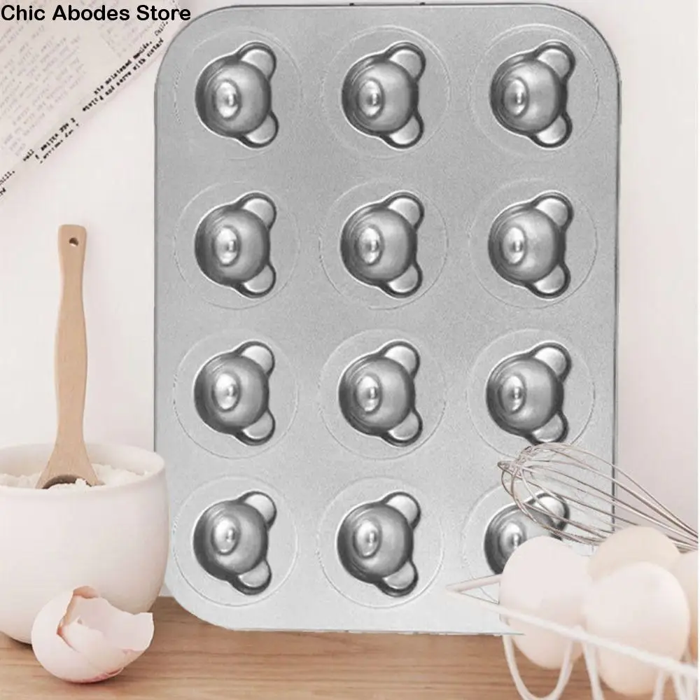 

Carbon Steel Bear Baking Mold Pan Cartoon Animal Shape 12 Cavity Muffin Cakes Mold Non-stick Leakproof Bear Madeline Baking Tray
