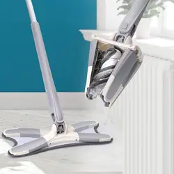 Floor Mop X-Shaped Microfiber Mop Floor Cleaning Mop 360° Rotating Hand-Free Washing Wood Squeeze Mop for Home Kitchen Cleaning