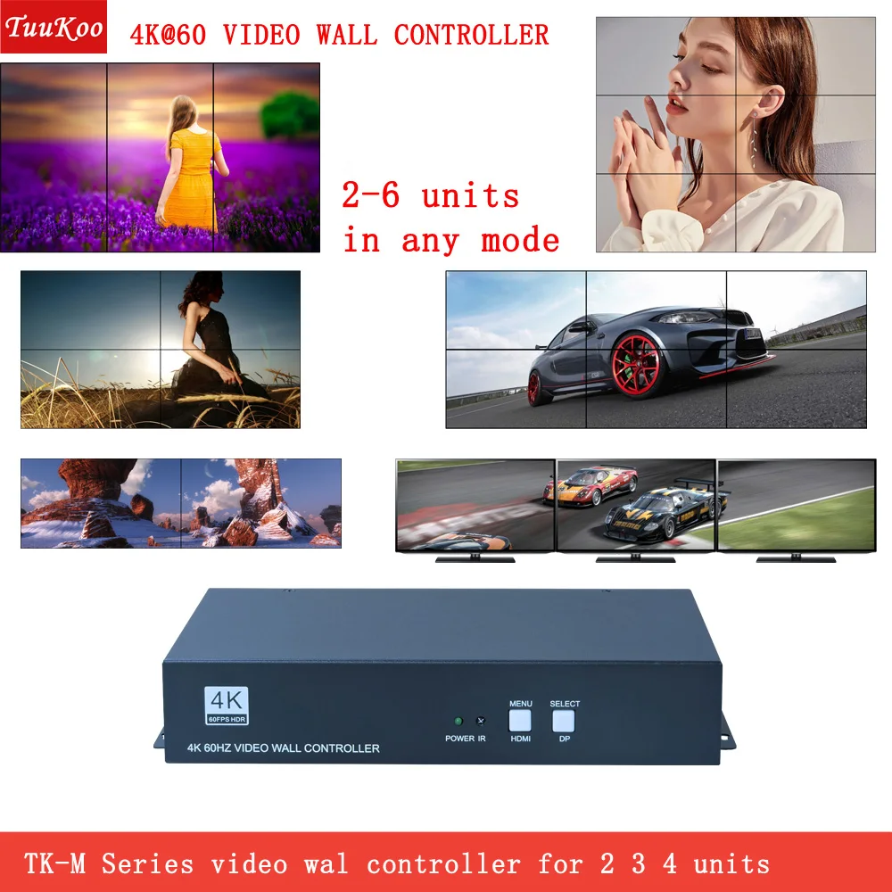 4K Video Wall Controller สําหรับ 2 3 4 6 Units,4K60HZ อินพุตโปรเซสเซอร์วิดีโอ, 4k Splicing โปรเซสเซอร์สําหรับ 1x2 1x3 1x4 2x2 2x3 3x2 โหมด