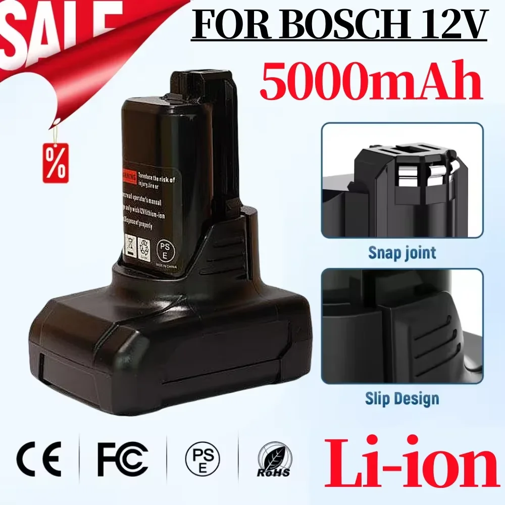 

For Bosch BAT420 Replacement Battery 12V 5000mAh BAT412A BAT413A D-70745Gop 2607336013 2607336014 Tool Rechargeable Battery