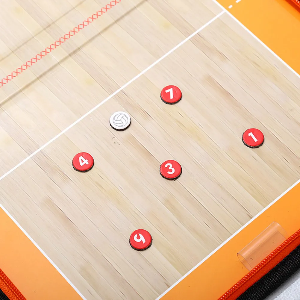 1Set Zipper Folding PVC Volleyball Coaching Board Magnetic Dry Erase Clipboard Bright Colorful Tactical Diagram Portable