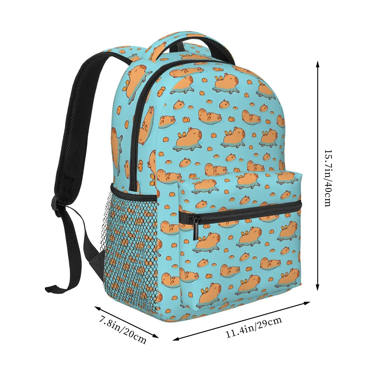 Capybara Pattern Swimming With Oranges Backpack Capybara Guinea Pig Travel Rucksack Daypack for Teenage School Laptop