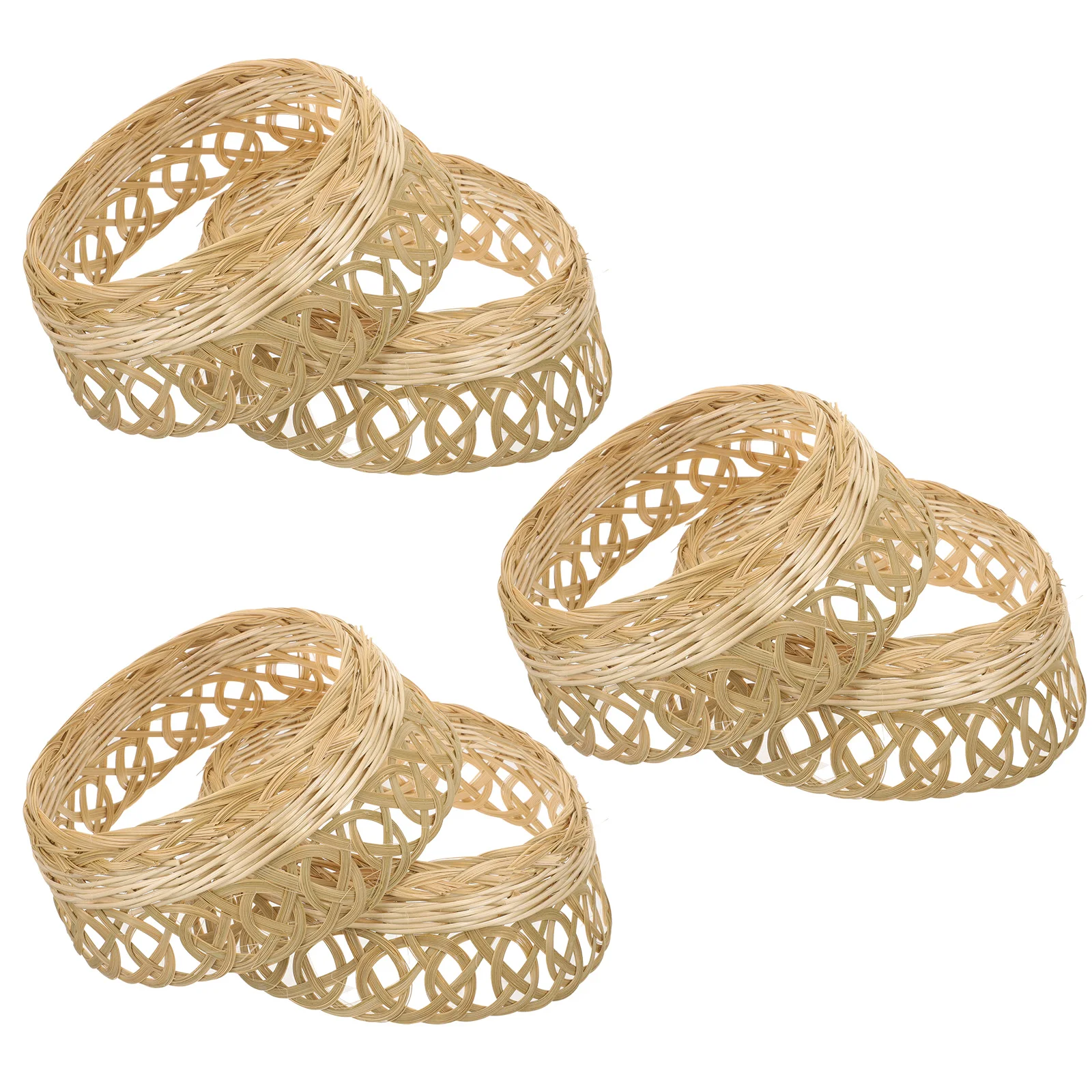 6pcs Bamboo Straw Making Accessory Black Plastic Hoop DIY Craft Support Braided Hat Shaper Insert Straw