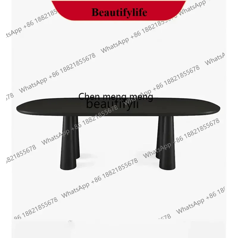 z183  Medieval oval solid wood dining table Italian minimalist Nordic minimalist retro restaurant marble surface