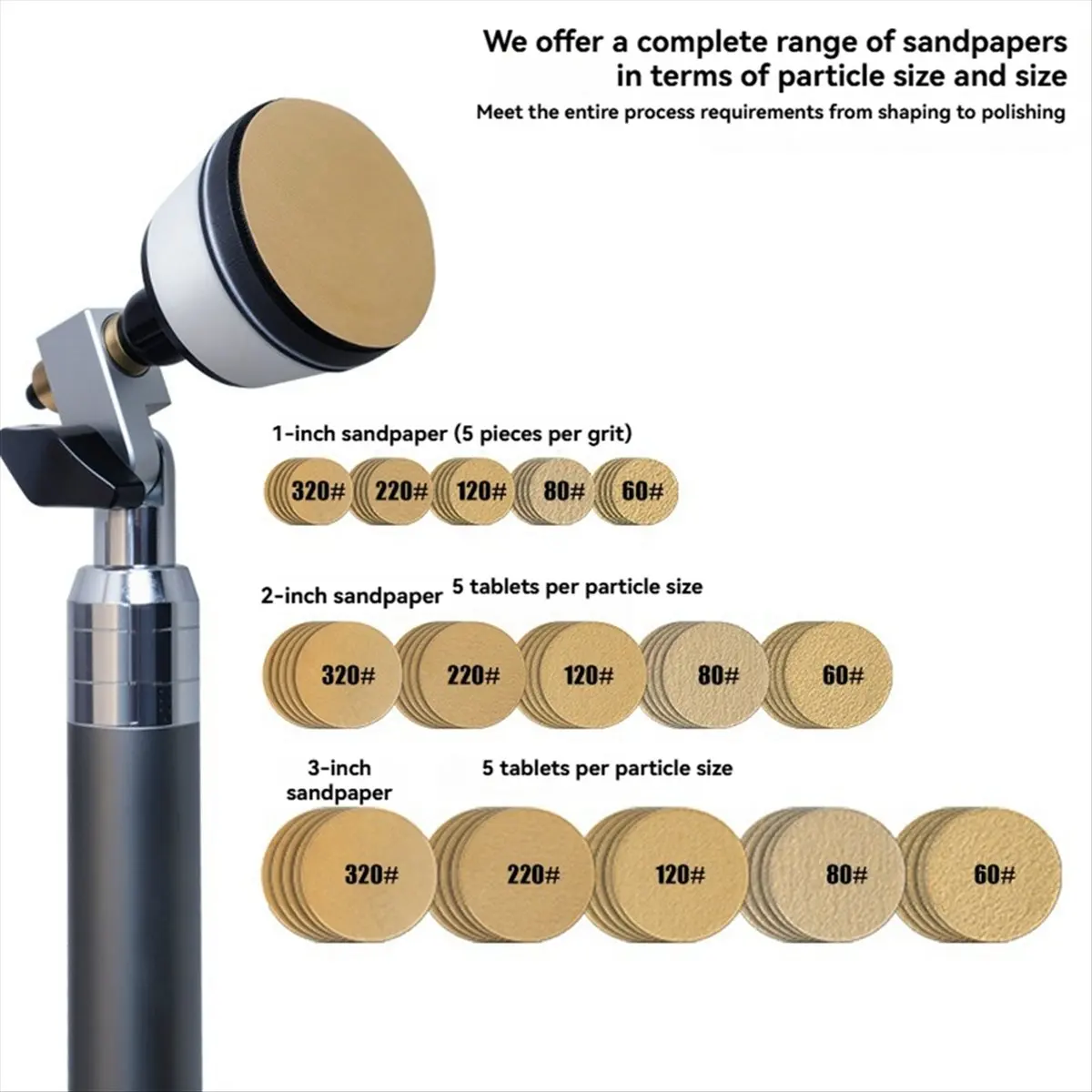Y477A J~Woodworking Hand-Held Grinding Suit Aluminum Alloy Adjustable Grinding Disc Handle Polishing Manual Tools with Sandpaper