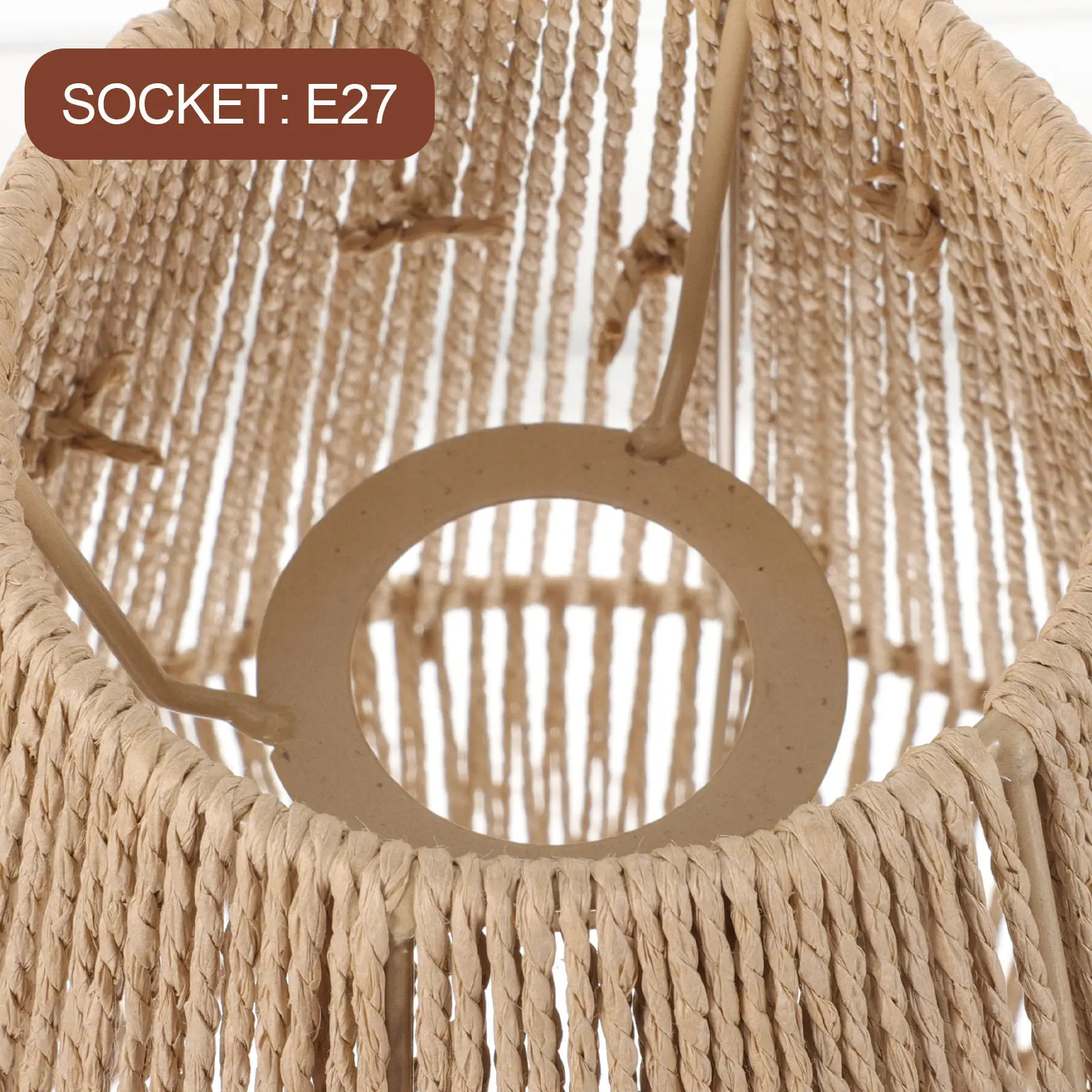 

Плетеный ретро-абажур из бумажной веревки, подвесной абажур для люстры, плетеный абажур из ротанга в деревенском стиле, подвесной светильник-абажур