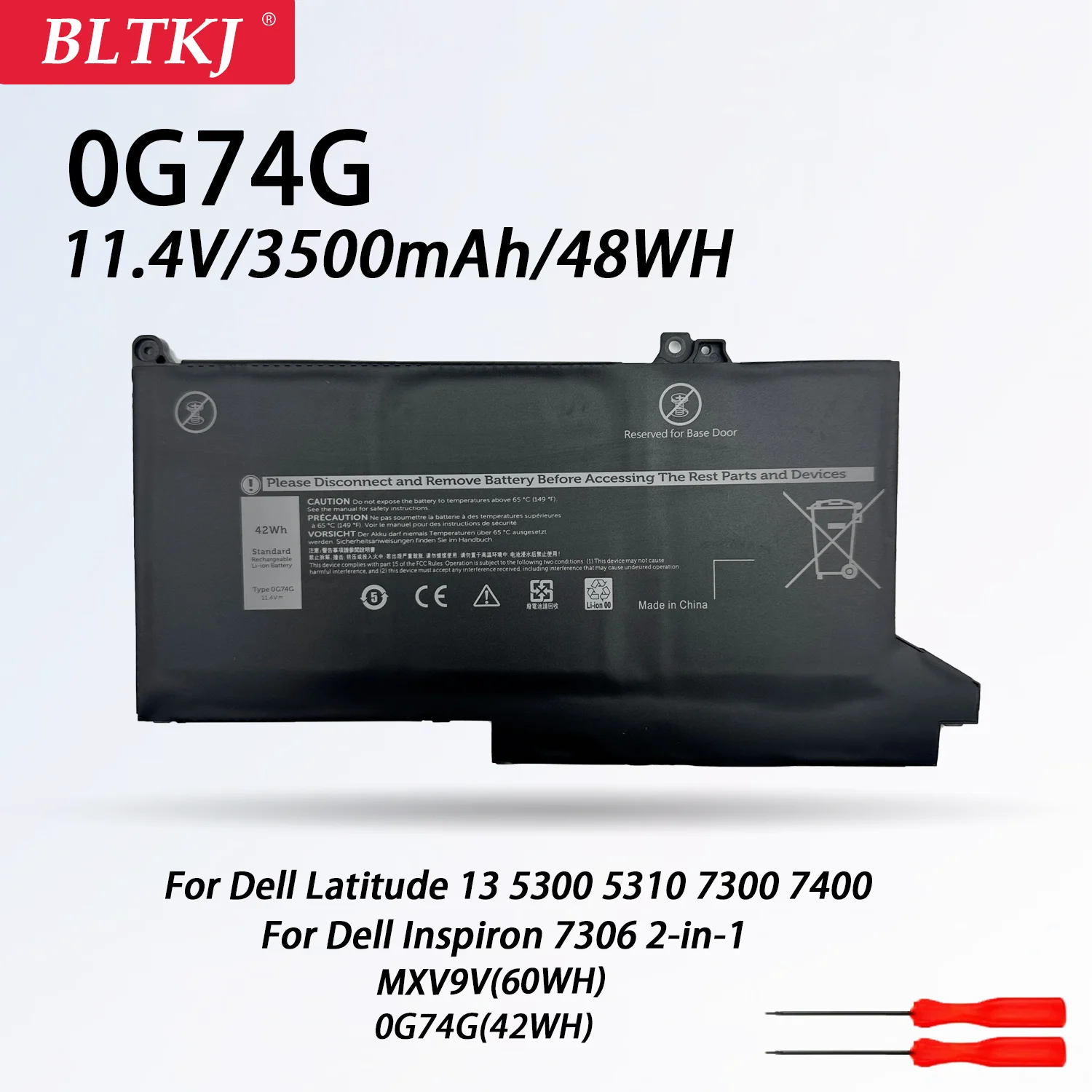 NEW 0G74G MXV9V Laptop Battery For Dell inspiron 7306 2-in-1 Latitude 13 5300 5310 7300 7400 MXV9V 60W