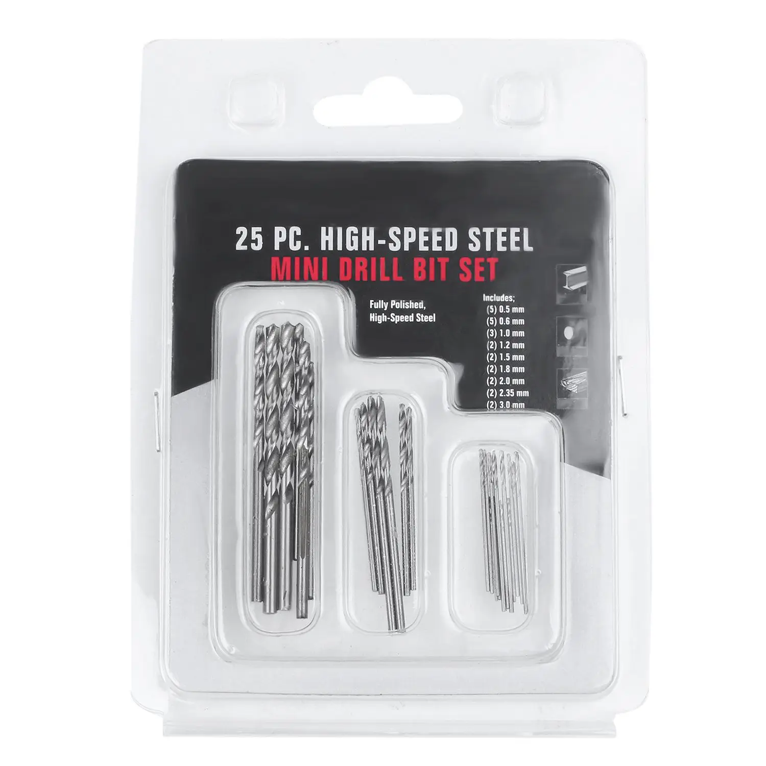 Set di punte elicoidali a mano, morsa a perno di precisione fai-da-te modello Mini trapano a spirale manuale con punte Micro-trapano da 25 pezzi da 0.3mm a 3.0mm (nero)