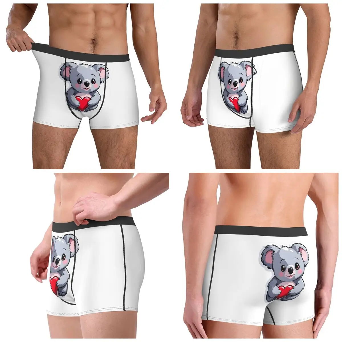 Boxer Underpants Shorts Valentine Koala I Panties Men Comfortable Underwear for Homme Man Boyfriend Gifts