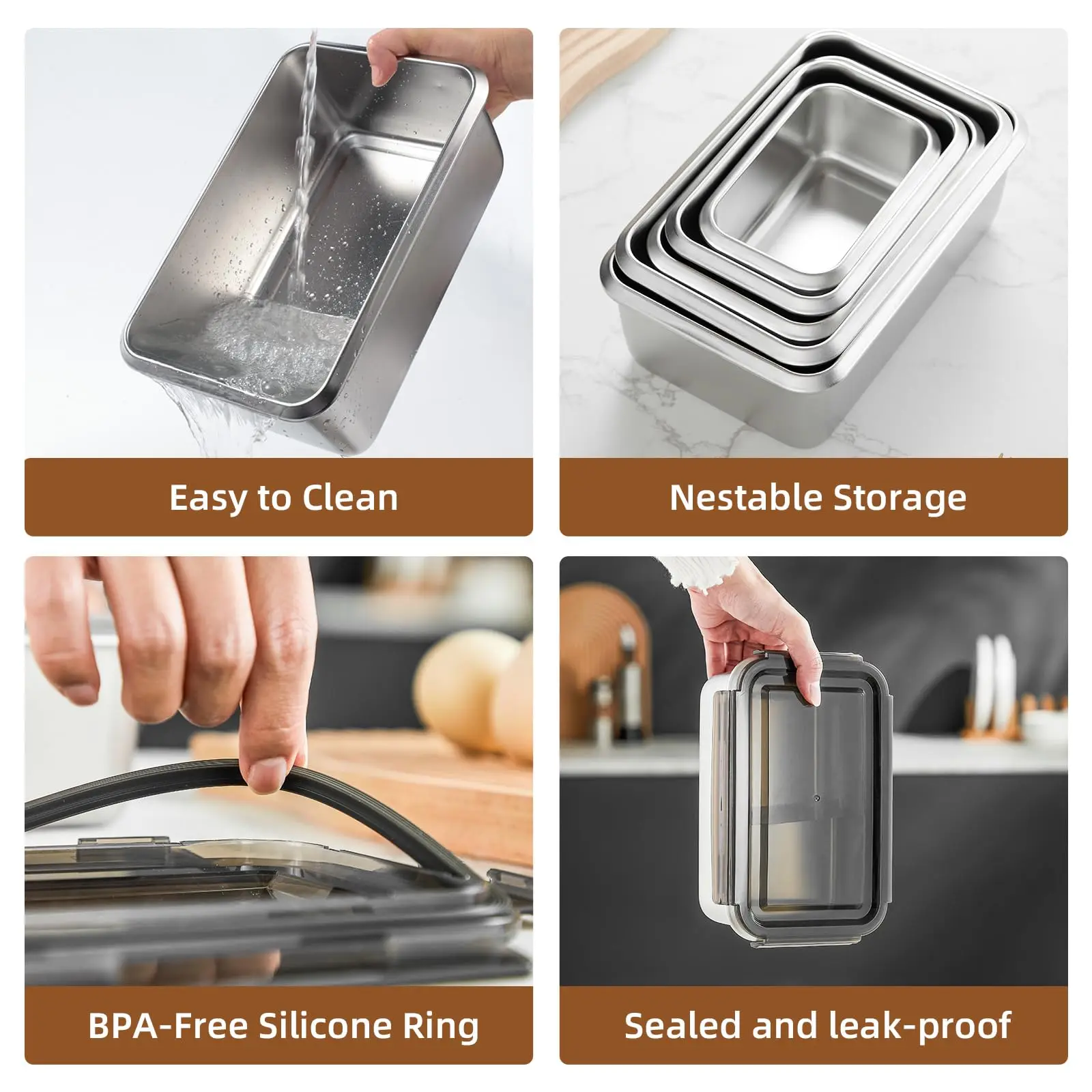 316 Stainless Steel Fresh-keeping Box with Exhaust Valve LFGB Certified Fruit Fresh-keeping Fridge Box Good Airtight Container - view 2
