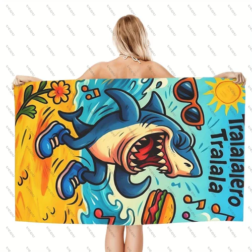 T-Tralalalero Tralala baño de natación amantes de la música al aire libre toalla de playa de secado rápido regalo niños tiburón Musical piscina gimnasio viaje suave