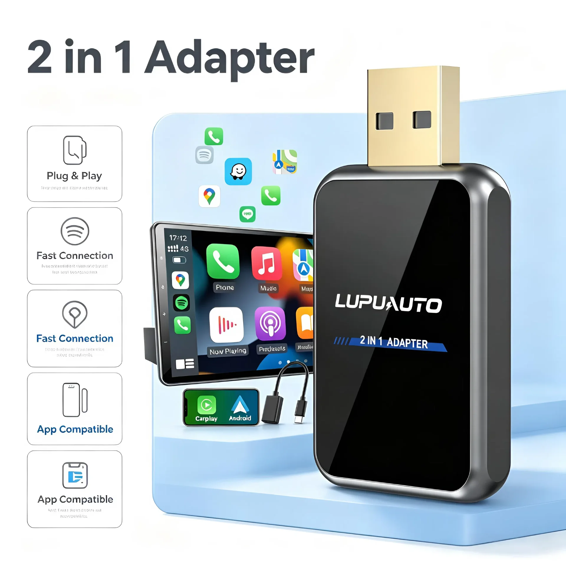 Bluetooth Adapter Receiver - 2 in 1 Wired to Wireless