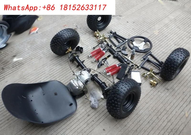 ملحقات كارت كهربائية معدلة ذات أربع عجلات ذاتية الصنع، نظام تعليق أمامي، محرك عمود تفاضلي، المحور الخلفي 6 بوصة مم