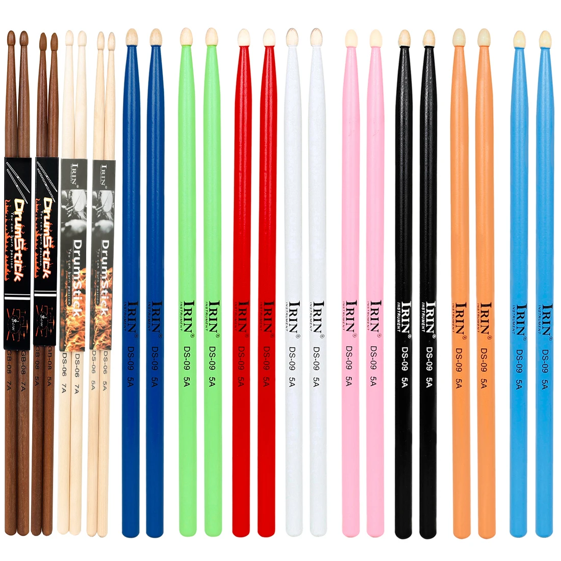 Baquetas de colores 5A/7A, baquetas de tambor profesionales, accesorios de batería para instrumentos de percusión, 1 par