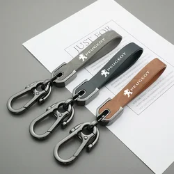 Leather Car Styling Keychain Key Ring Chain Emblem Gifts For Peugeot 408 4008 308 3008 Rifter 5008 508 2008 208 301 RCZ 407 108