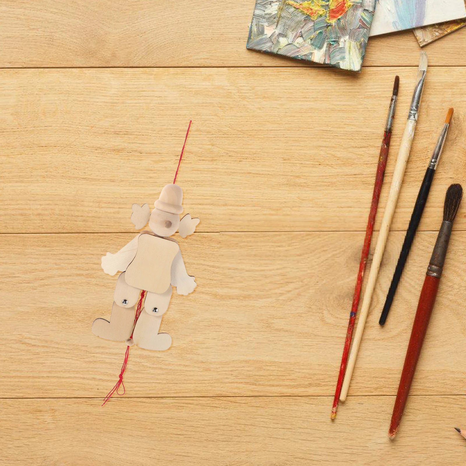 6 uds. De payaso de cuerda de madera: marionetas, marionetas de cuerda para fiesta temática de circo infantil, actividad artesanal DIY, teatro hecho a mano