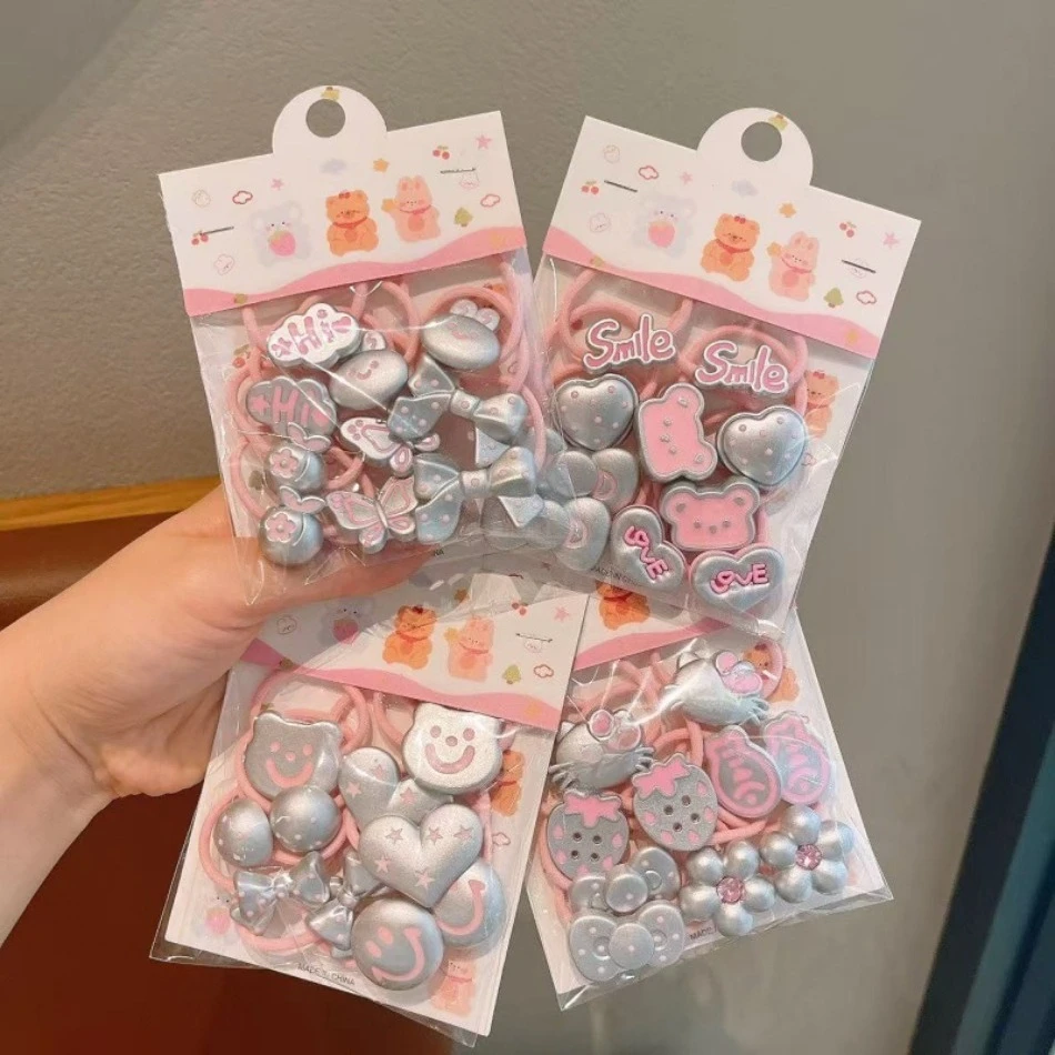 

Cute Toddler Hair Bands Silver Cartoon Girl Bear Hair Baby Rubber Band Does Not Hurt Hair New Hair Tie Headband Headgear ZX07