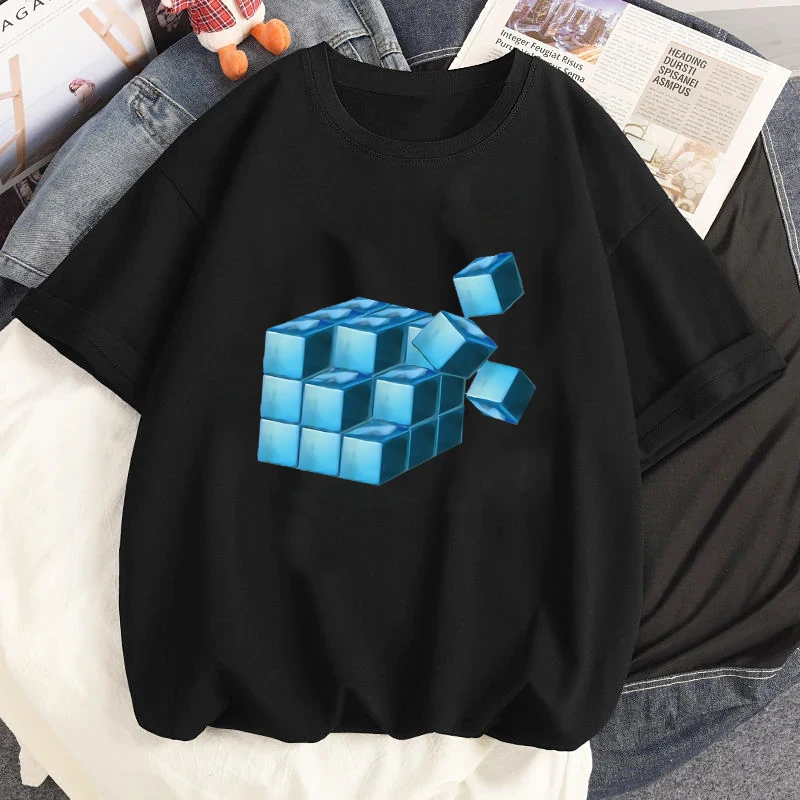 Magic Cube Printed Gothic T-shirt Harajuku Summer Women Casual Short Sleeves Streetwear T Shirt Fashion Men O-Neck Tees Tops