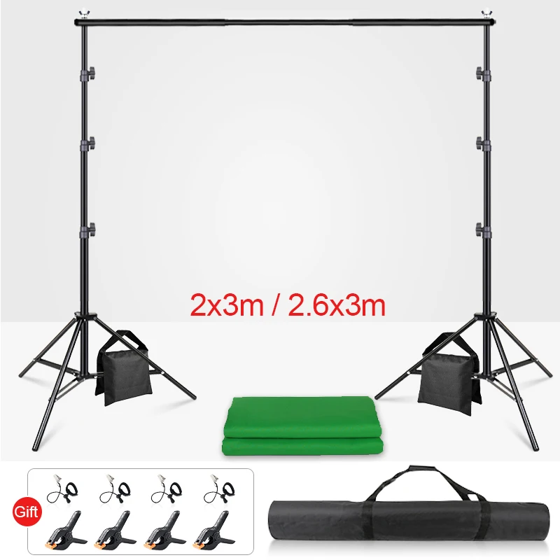 

Photography Background Stand Support System Studio Photo Frame with Carry Bag Chromakey Green Screen for Muslin Canvas Backdrops