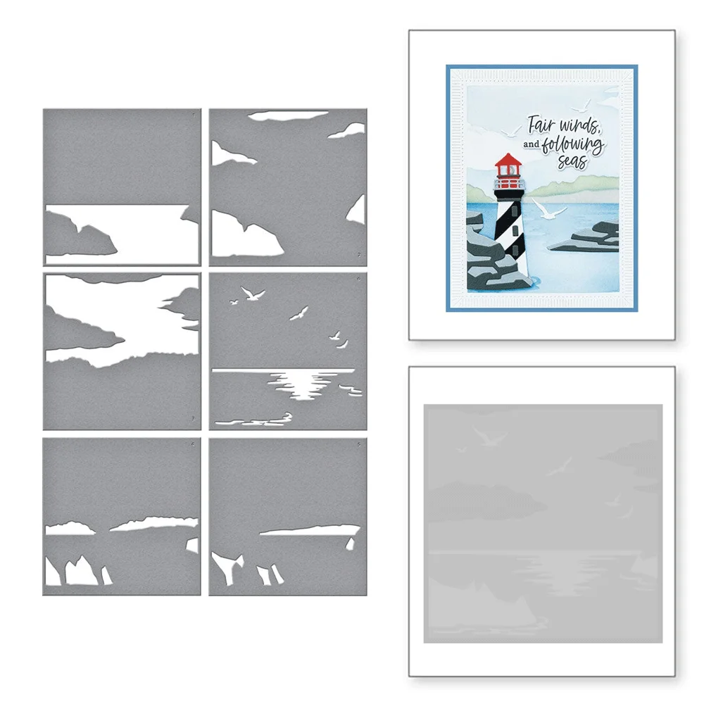 Sailing lighthouse Bundles Clear Stamps And Metal Cutting Dies For DIY Craft Making Card Photo Album Scrapbooking Decoration
