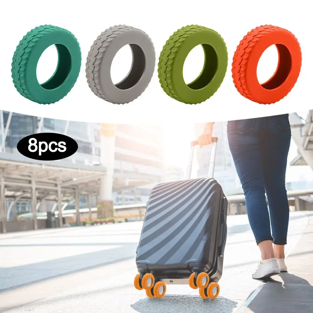 8Pcs Suitcase Parts Travel Luggage Caster Shoes Silent Sound Reduce Noise Trolley Box Casters Cover Reduce Wheel Wear
