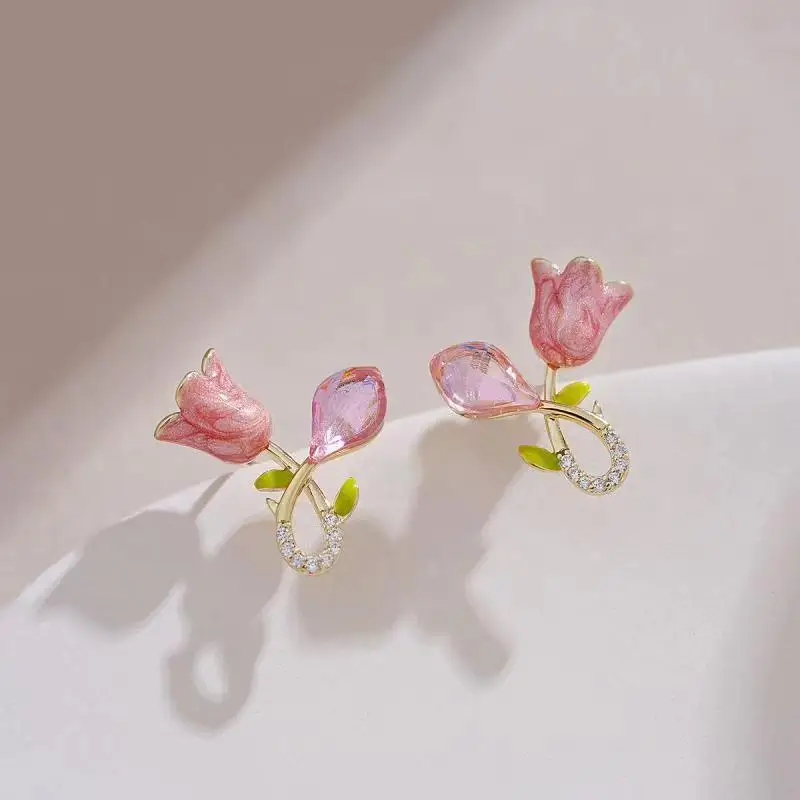 Creative and exquisite tulip earrings, multi-functional flower earrings, girl's birthday party jewelry, anniversary gift, teen s