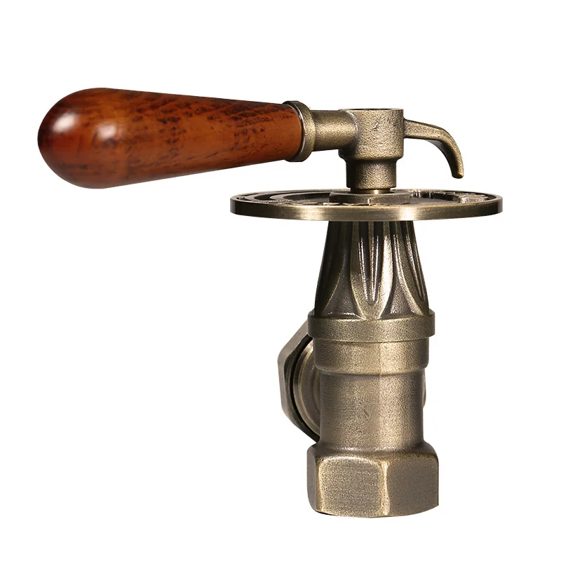Traditional Antique Angle Classic Brass Wooden Handle  Radiator Valve