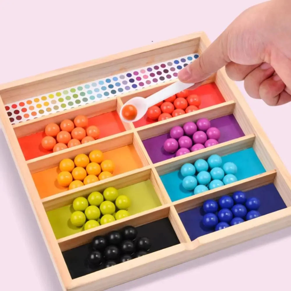Wooden Montessori Clip Beads Rolling Bead Logical Thinking Bead Color Matching Game Puzzle Cartoon Color Sorting Game