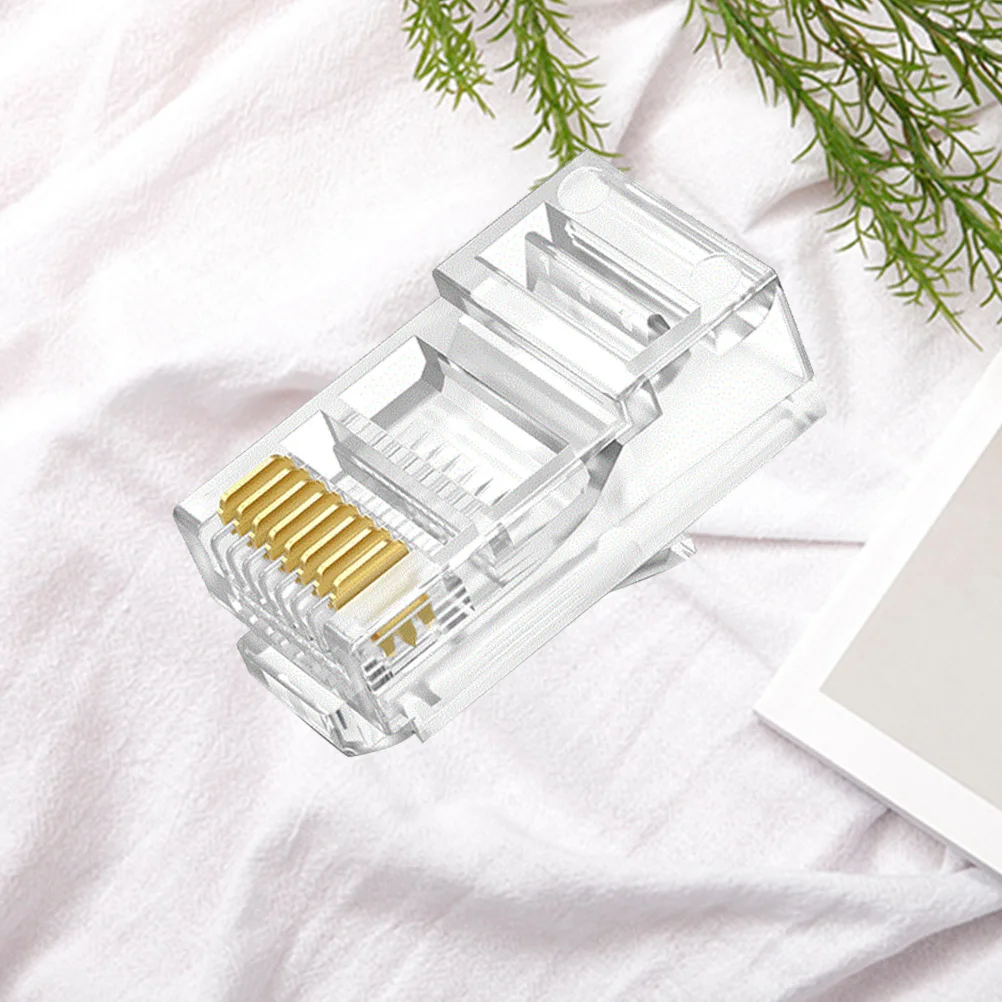 

100Pcs Gold Plated Rj45 Crimp Connectors Cat6 Cat5e Cable Network Ends Plugs 8 Pin Copper Contact Lan DIY Connector Kit