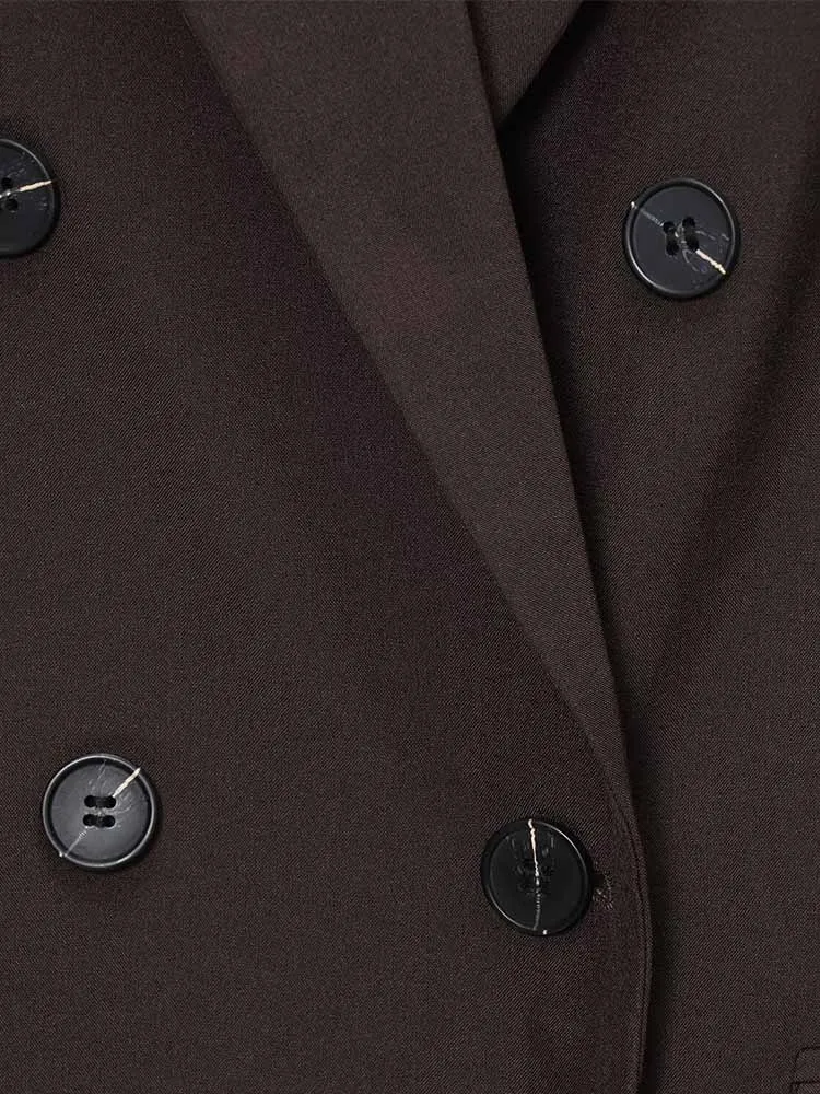 Neue Damen-Langarm-Zweireiher-Anzugjacke und Rock im europäischen und amerikanischen Stil mit Schulterpolstern