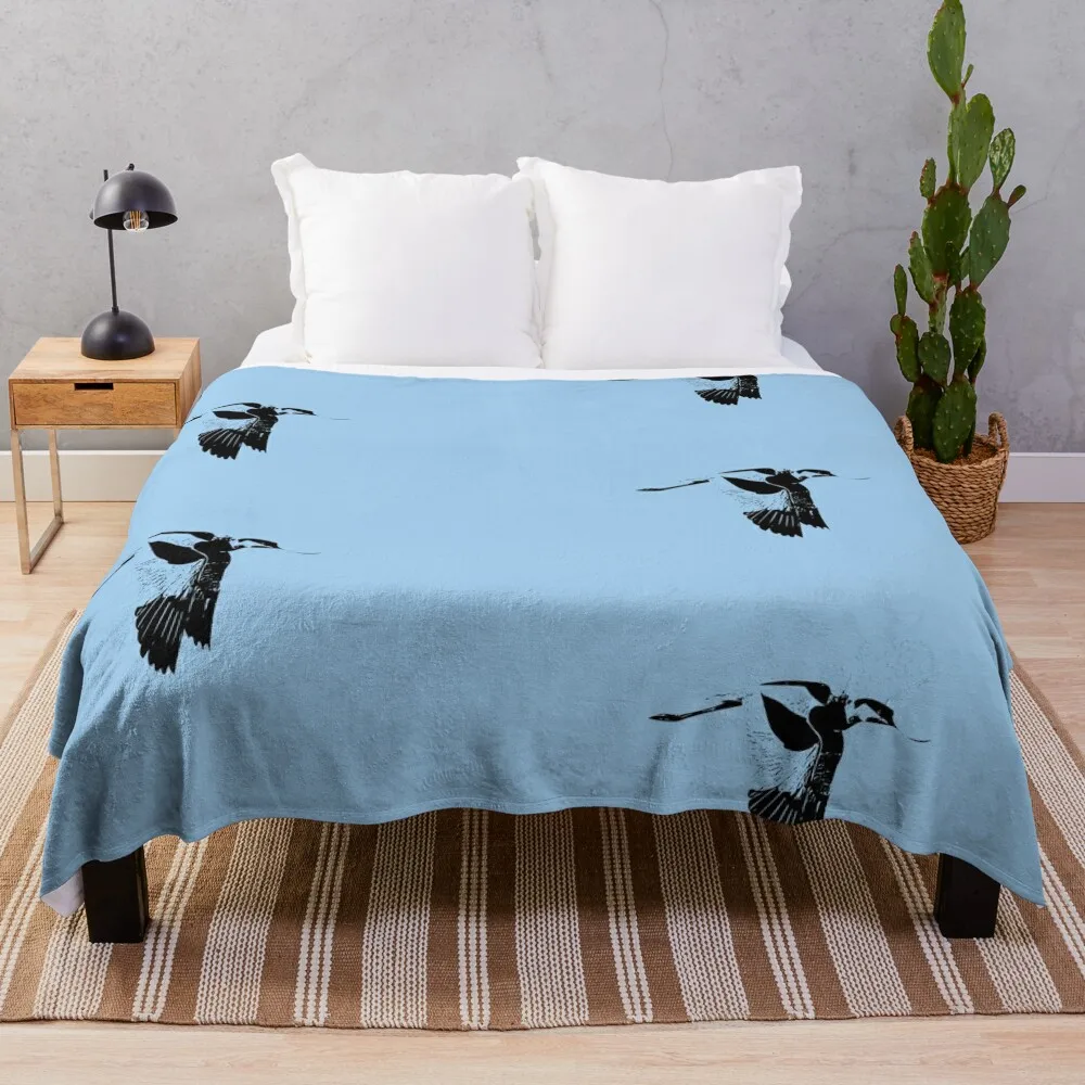 Pied Avocet Flying Black Design Throw Blanket Designers Decoratives for winter Sleeping Bag Blankets