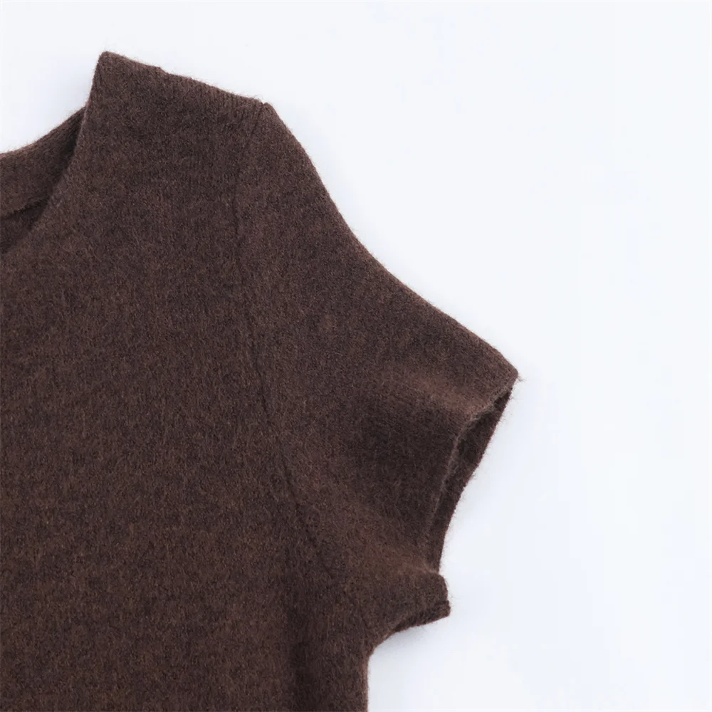 خريف جديد المرأة تأثير الفراء الاصطناعي الربط فستان محبوك #4