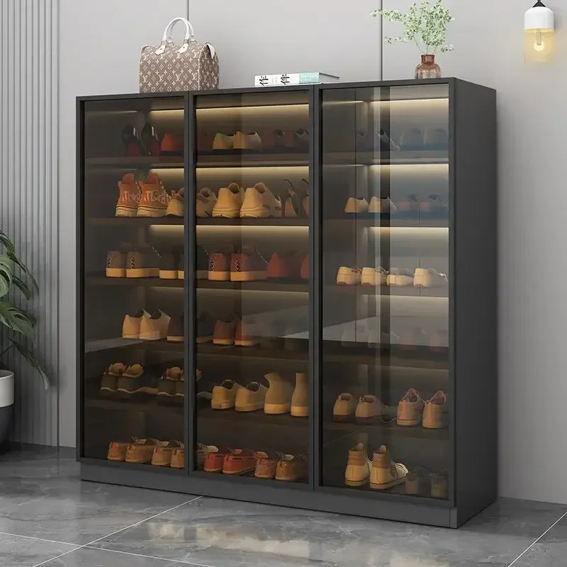 

Display Shoe Cabinet Glass Standing Living Room Storage Space Saving Corner Display Shoe rack Cabinet Wardrob Bedroom Furniture