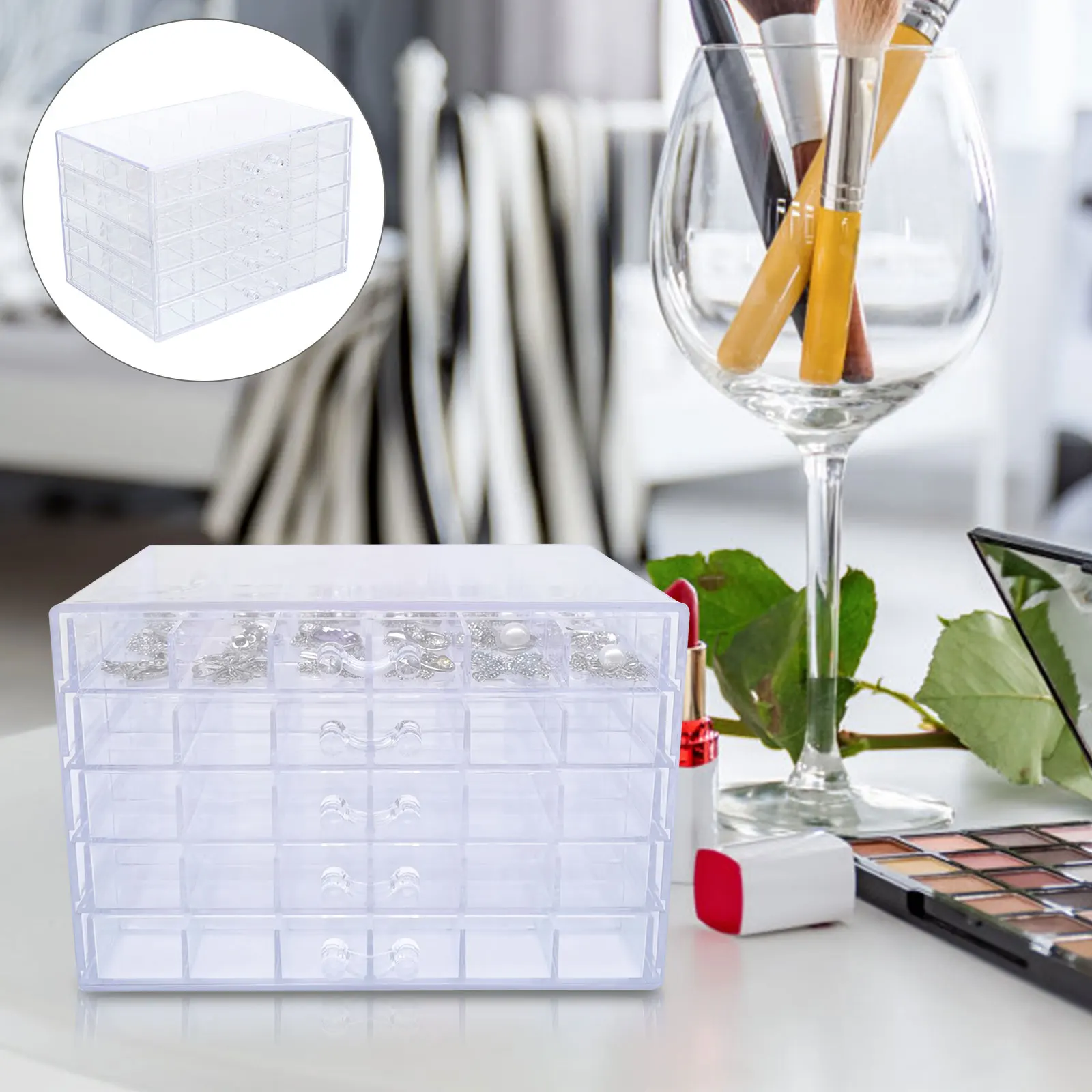 Nail Art Storage Box Clear Drawer Container Jewelry Accessories ganizer Case Grids Earrings Necklace Rhinestone Diamond