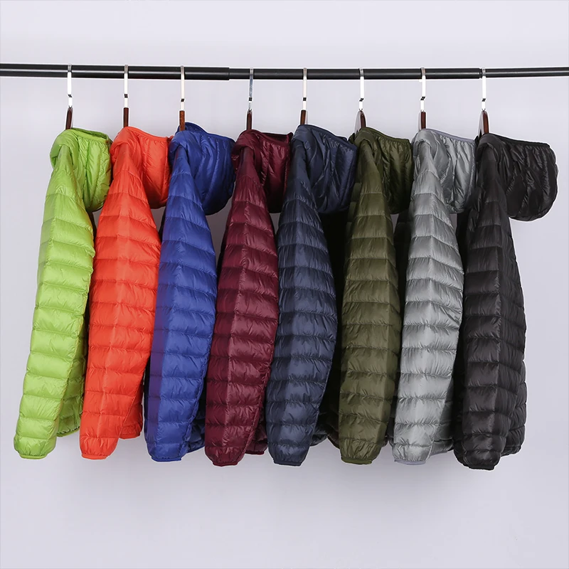 Jaket bertudung untuk pria, jaket Bebek Musim Dingin Ultra ringan tahan angin portabel, mantel parka hangat ukuran Plus 5xl 6XL