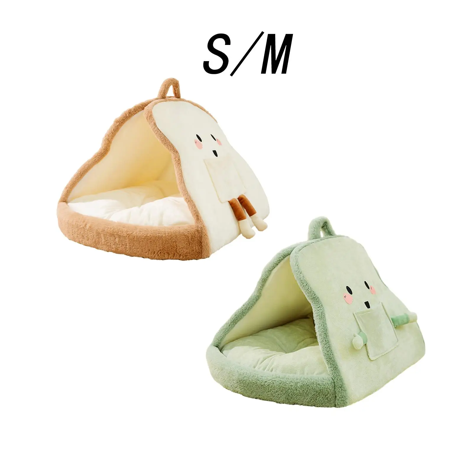 Pet Cat Nest Kennel Cozy Inner Cushion Toast Shaped Autumn Winter Self Warming