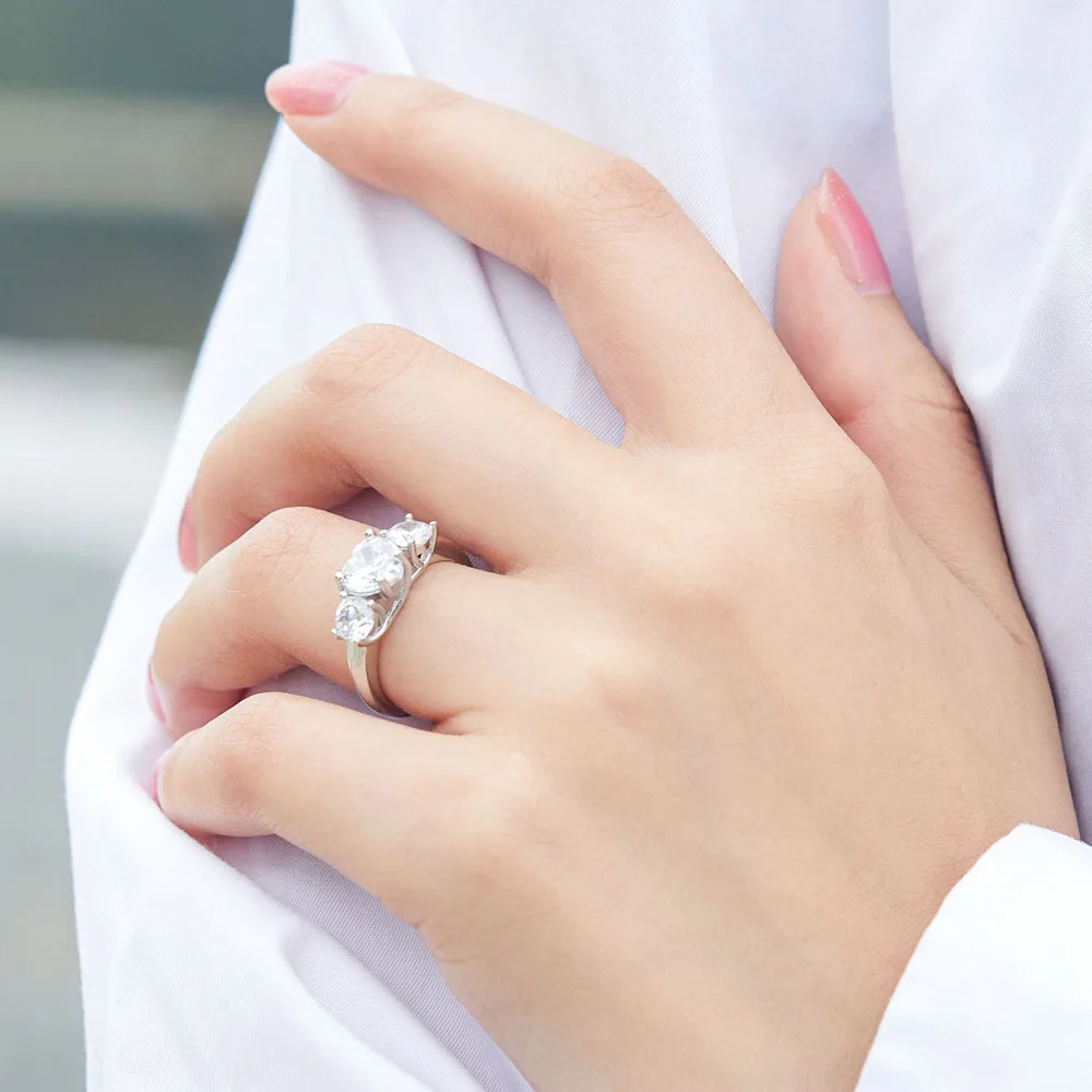 JH 1.5 قيراط مويسانيتي على شكل قلب خاتم للنساء الرجال 925 فضة خاتم زواج بسيط D VVS1 مختبر الأحجار الكريمة غرامة مجوهرات #2