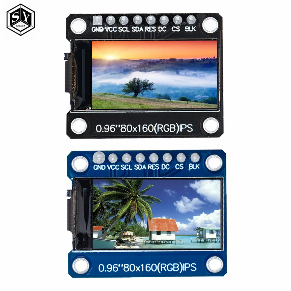 TFT Display 0.96  inch IPS 8P SPI HD 65K Full Color LCD Module ST7735 Drive IC 80*160 (Not OLED) For Arduino black