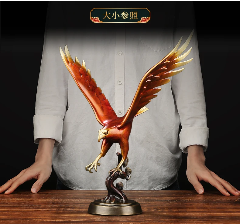 TOP Business Decoration art Company Store prosperity Success Home living room ART GOOD LUCK The eagle copper carving statue