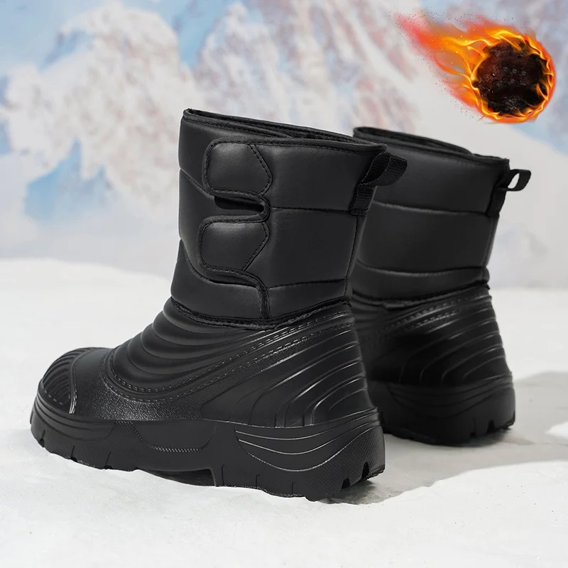 Autumn and Winter Fleece-Lined Men's Cotton Shoes, Outdoor Snow Boots, Waterproof, Non-Slip, Warm High Boots