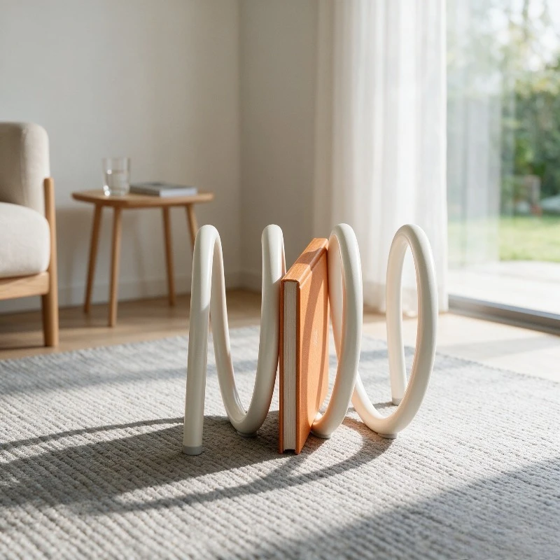 Étagère rotative couleur Dopamine, présentoir créatif en métal pour magazines, organisateur de bureau, support minimaliste pour livres.