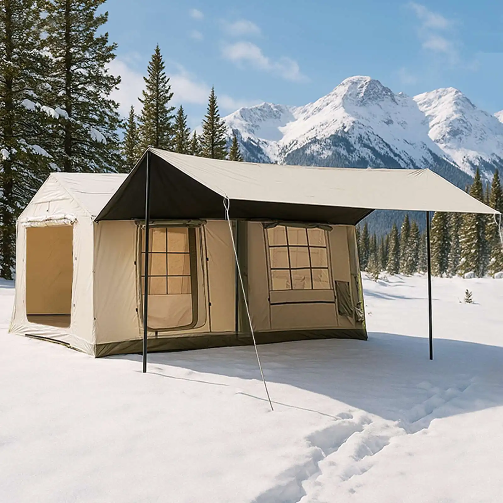 

AA Auto12X Model 12㎡ Inflatable Tent 420D Oxford Cloth 4 Season Waterproof Instant Setup Family Glamping Shelter
