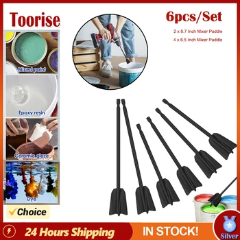 מקל ערבוב אפוקסי 6 יחידות עם מקל ערבוב צבע פוטי וצימנט עם 4 להבים לצביעת רזין אפוקסי, לטקס, שמן וקרמיקה